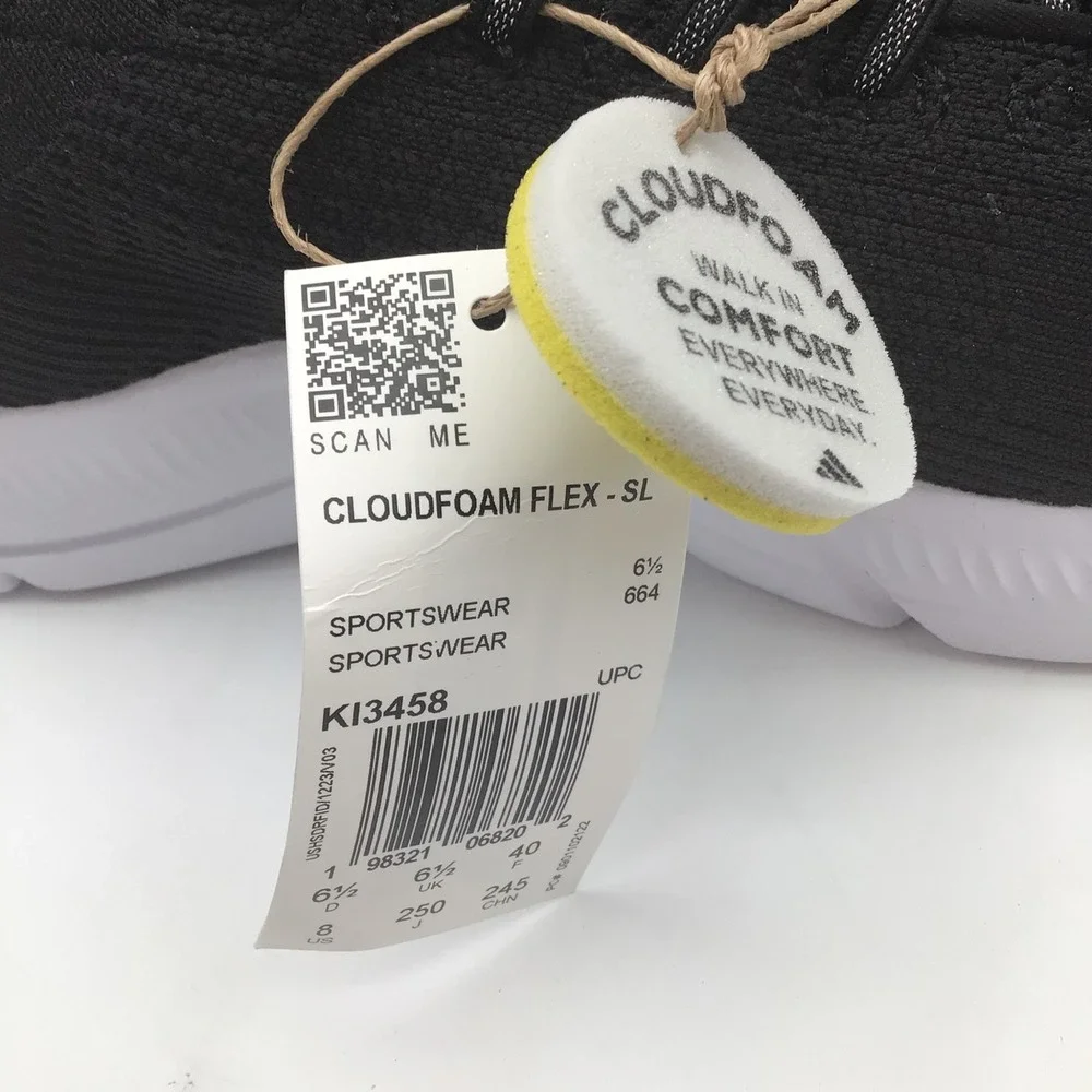 Adidas Cloudfoam Flex Slounge Womens Size 8 Wide Black Running Shoes KI3458 NEW